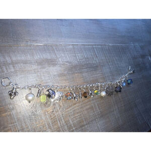 Fun Spirited Multi Charms Sterling Silver 925 Charm Bracelet 8”